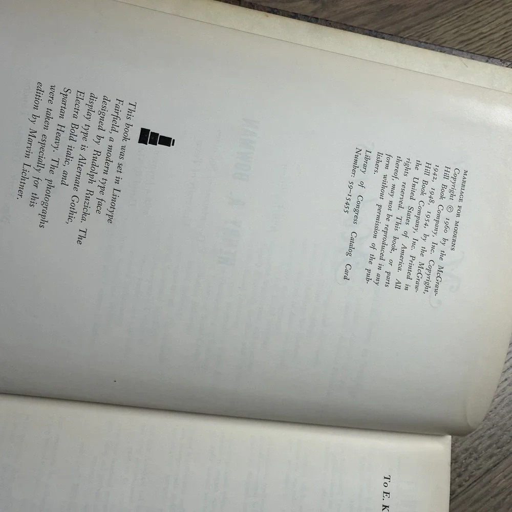 1954 Marriage for‎ Moderns - Henry A. Bowman, 4th Edition hardcover MCM